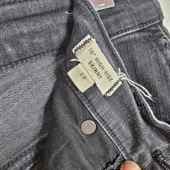 Madewell Dark Gray Raw Hem 10" High Rise Skinny Jeans Button Through Edition 28 - Picture 7 of 11